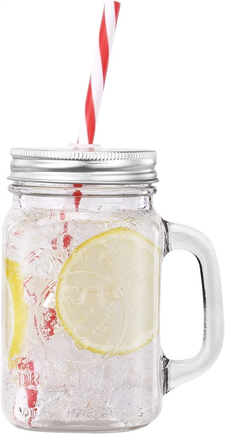 16 OZ Glass Mason Jar With Straw