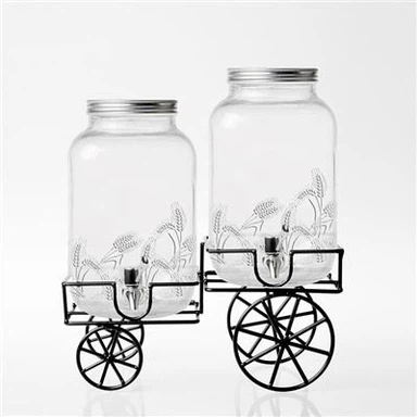 Klaasist joogidosaator metallist alusel