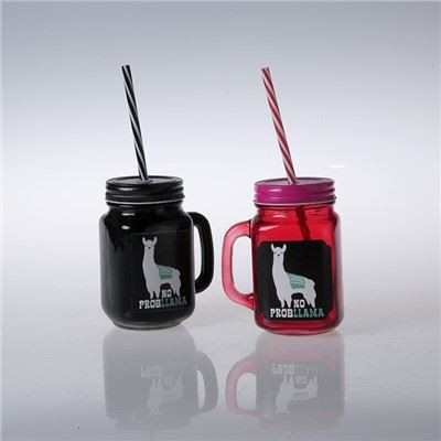 Klaasist masonpurk värvilise kõrrega