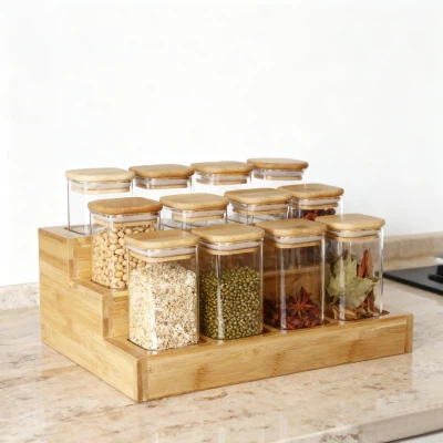 12-osaline ruudukujuline klaaskanistri komplekt