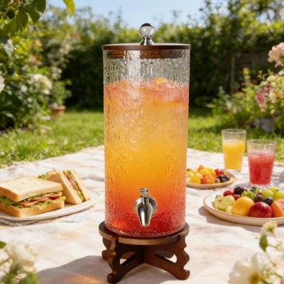 Silindriline puu{0}}tekstuuriga klaasist dosaator